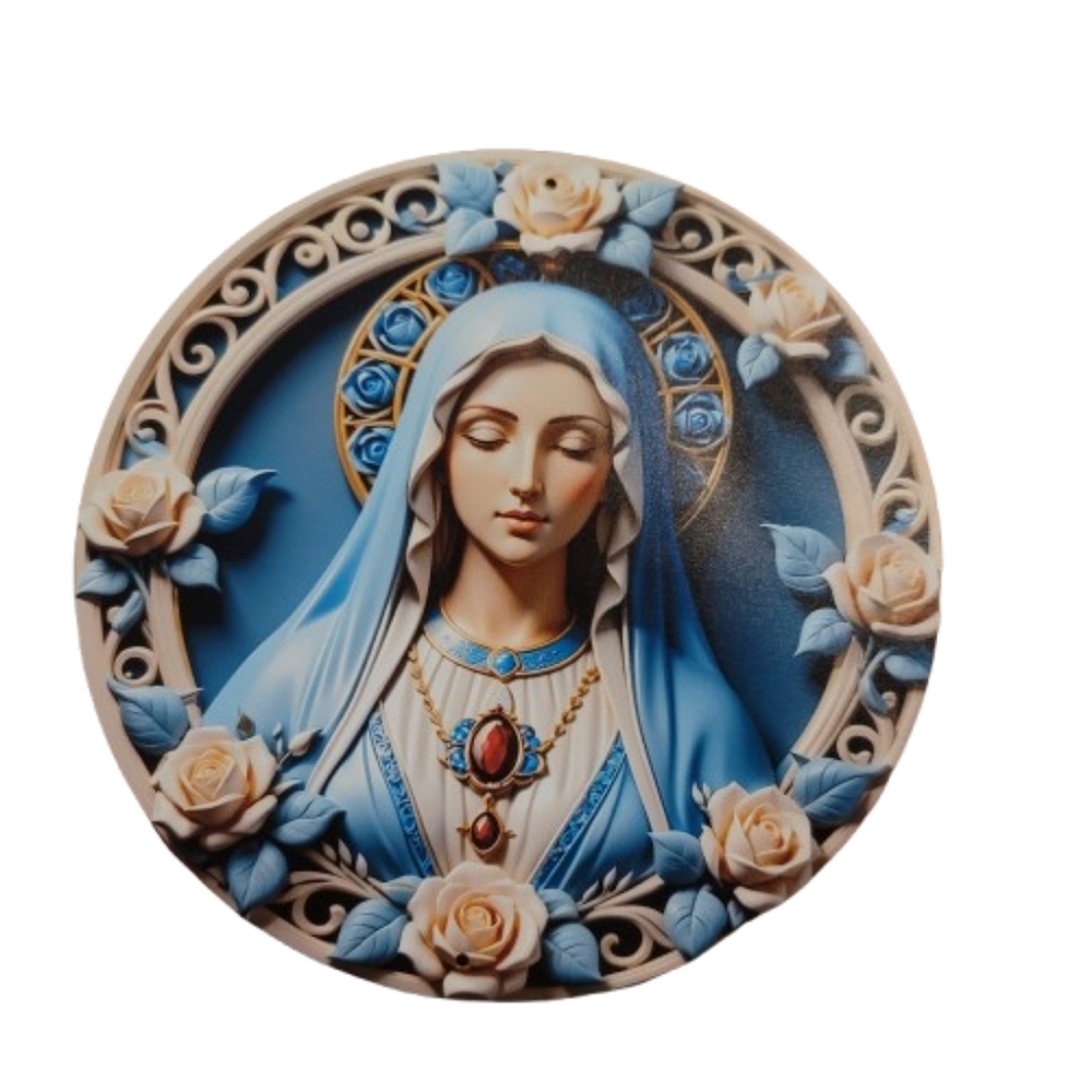 Elegant Blue and Cream Religious Wall Art